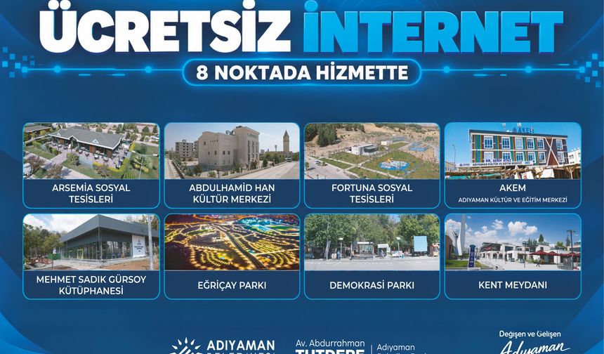 Adıyaman’da vatandaşlara 8 noktada ücretsiz internet